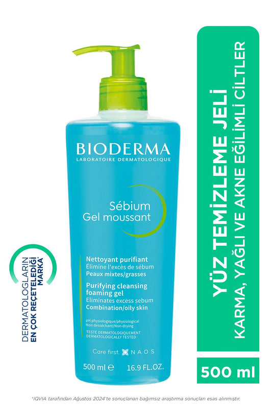 Bioderma Sebium Foaming Gel Yağlı ve Akneli Ciltler için Arındırıcı Temizleme Jeli 500 ml