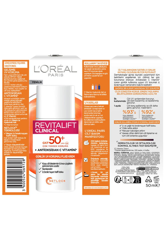 L'Oreal Paris L'Oréal Paris Revitalift Clinical SPF 50+ Günlük Yüksek UV Korumalı Yüz Güneş Kremi 50ml